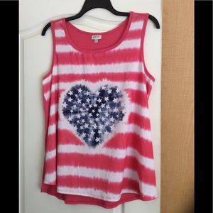 Salmon/Multi printed front women top plus 14/16